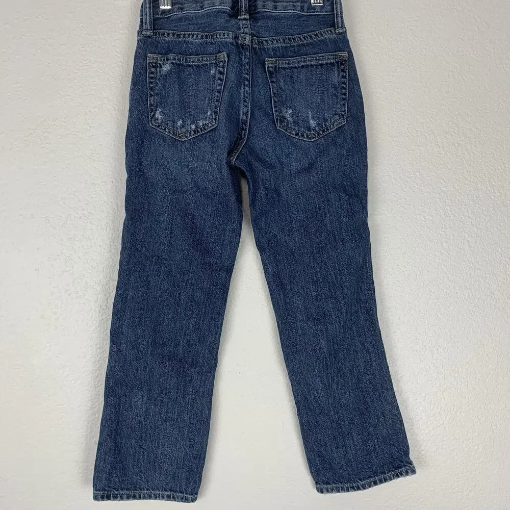 Gap Kids Jeans Boys‎ 7 Straight Distressed Destroyed Medium Wash Blue Denim